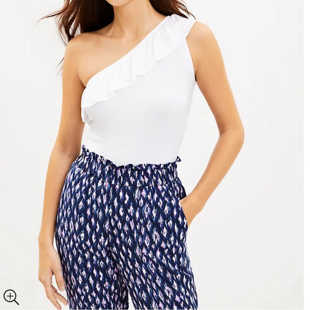 NWT Loft one shoulder ribbed top Size L